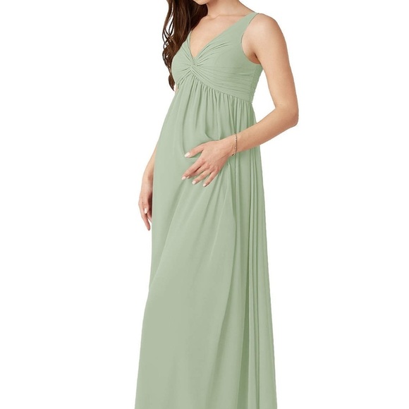 Azazie Maternity Bridesmaid Dress Size 14 Dusty Sage - Picture 2 of 4
